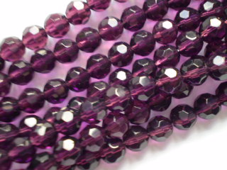 Dark Amethyst Faceted Glass Crystal 6mm